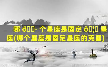 哪 🌷 个星座是固定 🦄 星座(哪个星座是固定星座的克星)
